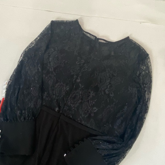 Mac Duggal Sequin Lace Illusion Black Formal Evening Gown Plus Size - Picture 9 of 12